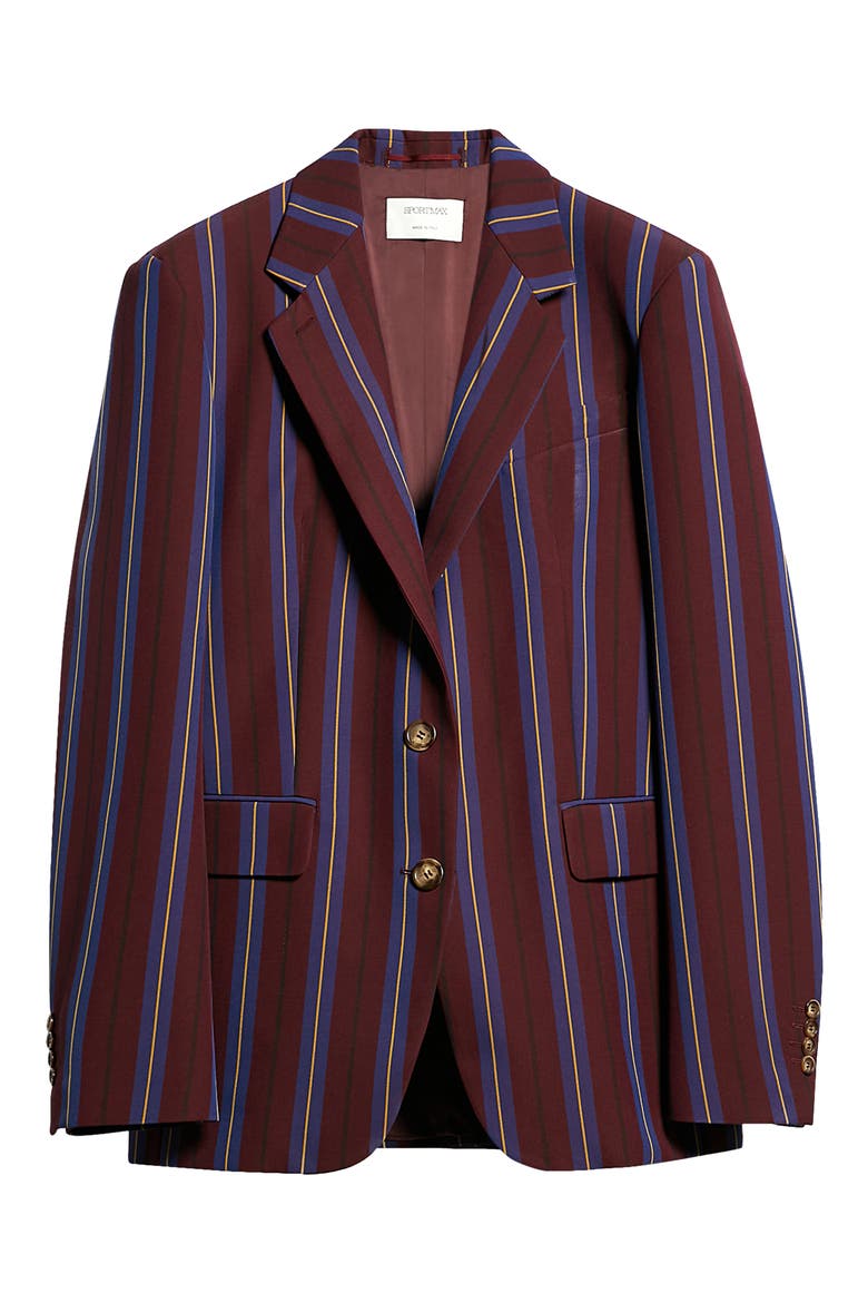 Ceci Regimental Stripe Oversize Single Breasted Blazer, Alternate, color, BORDEAUX