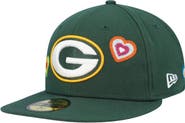 New Era Men's New Era Green Green Bay Packers Chain Stitch Heart 59FIFTY Fitted Hat