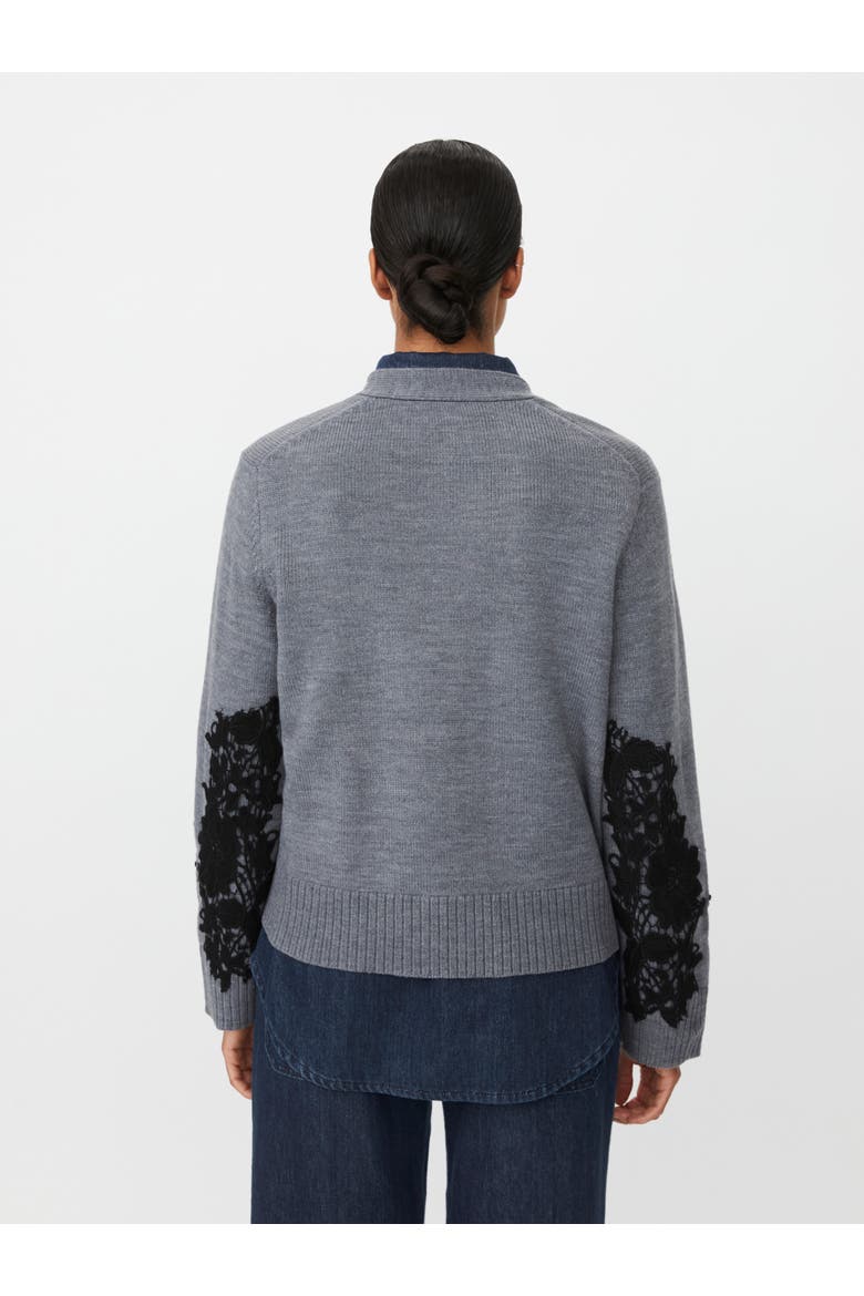 Maleviane Floral Appliqué Cardigan, Alternate, color, M. Grey Mel.