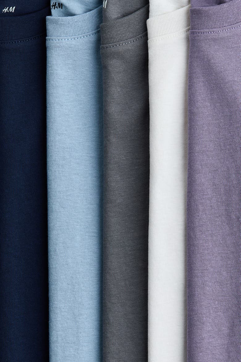 5-pack T-shirts, Alternate, color, Dusty purple/light blue