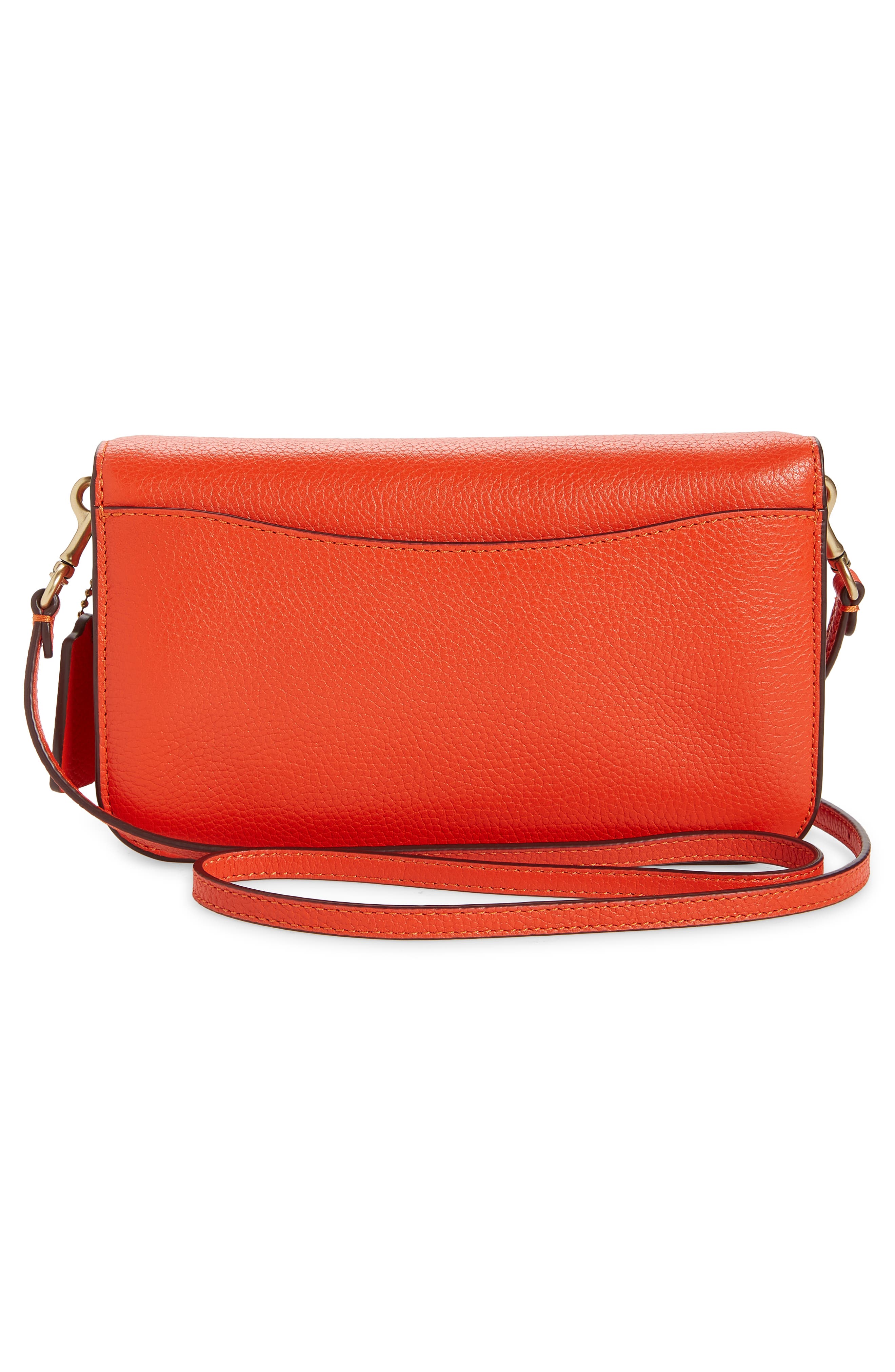 Hayden Leather Crossbody Bag, Alternate, color, RED ORANGE