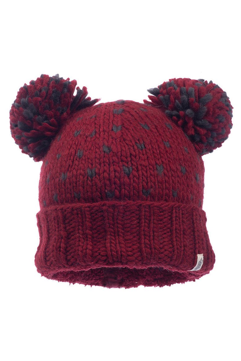 Double Pom Kira Hat, Main, color, Burgundy