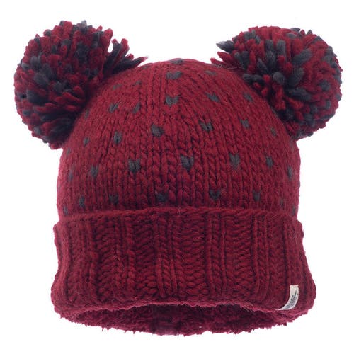 Nirvanna Designs Double Pom Kira Hat In Burgundy