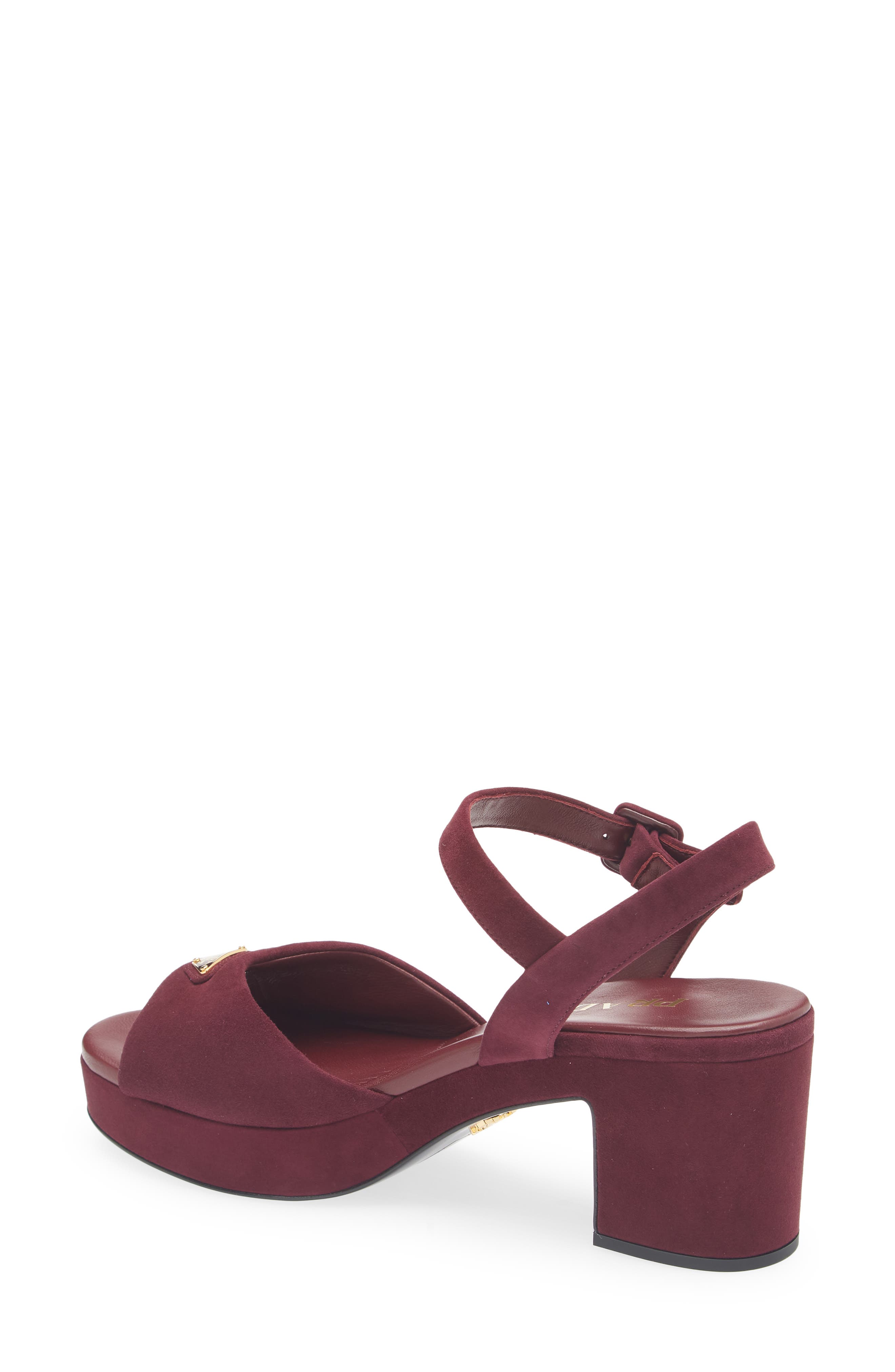 Prada Logo Platform Sandal, Alternate, color, Bordeaux