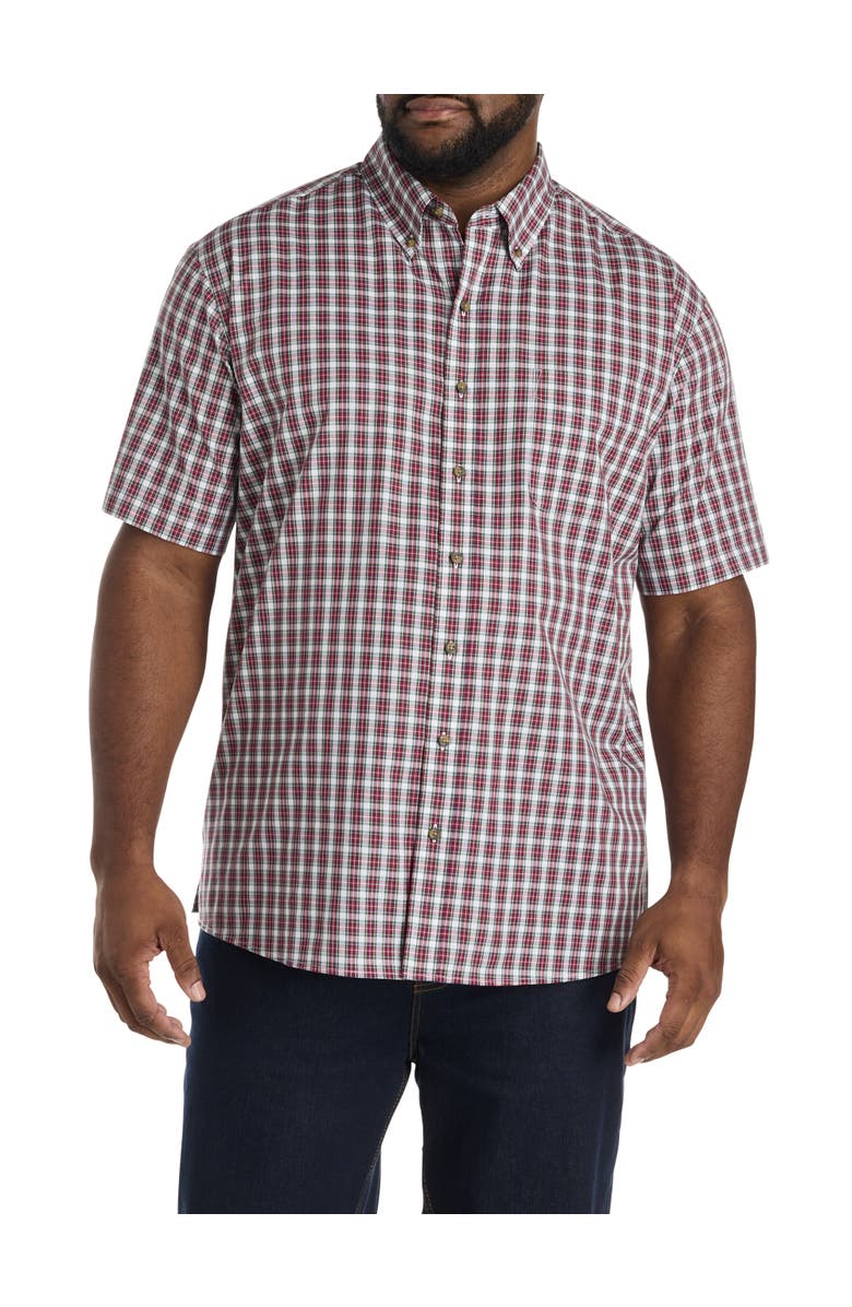 Harbor Bay by DXL Big & Tall EZ-Care Small Plaid Sport Shirt, Main, color, Red Multi