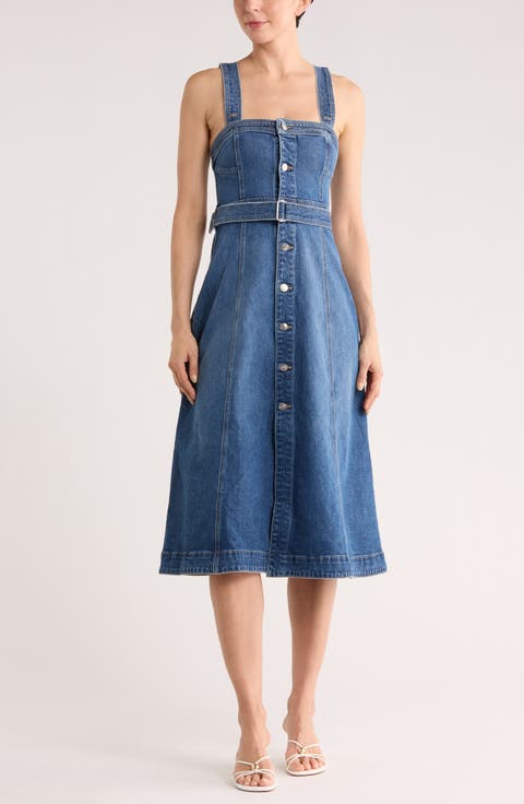 Alba Bustier Denim Midi Dress