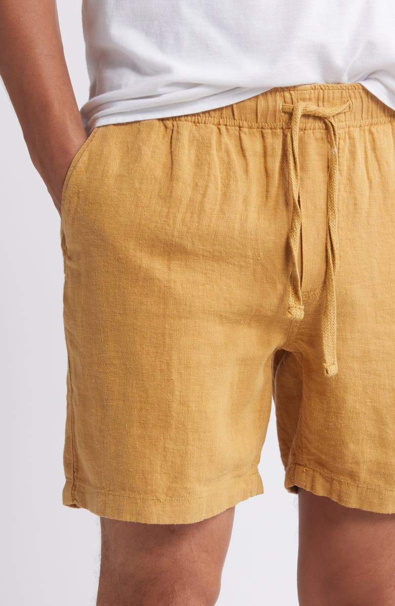 Faherty Essential Linen Shorts, Alternate, color, Sunset Gold