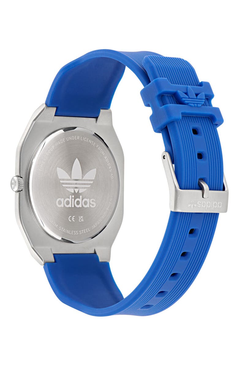 adidas City Tech Blue Thin Silicone Strap Watch, 39mm, Alternate, color, Blue