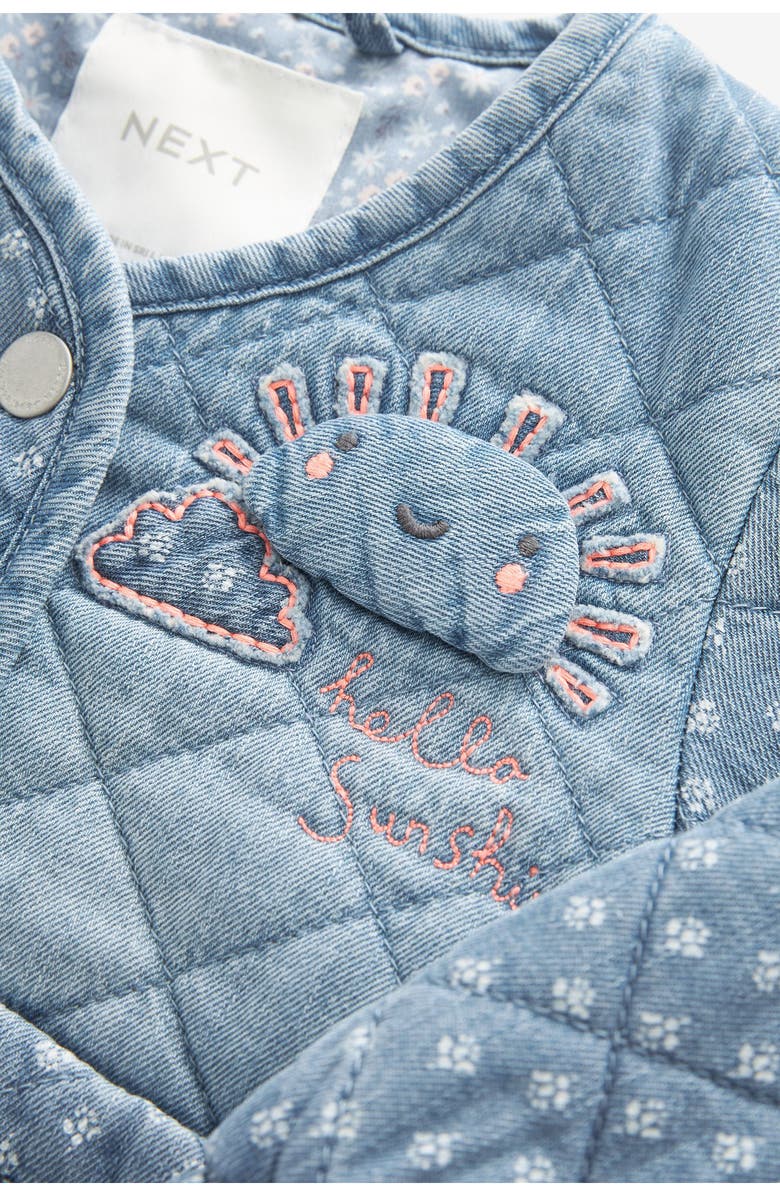 NEXT Kids' Embroidered Quilted Denim Liner Jacket, Alternate, color, 