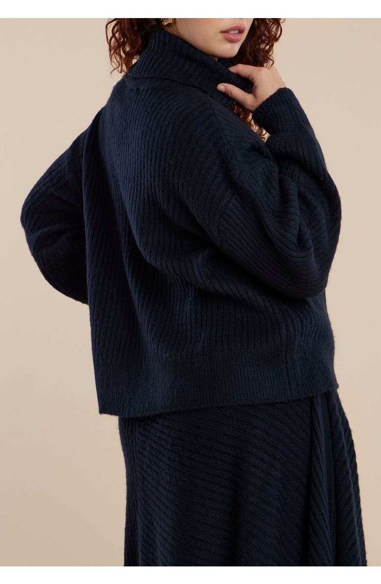 ELOQUII Oversized Button Detail Sweater, Alternate, color, Rich Navy