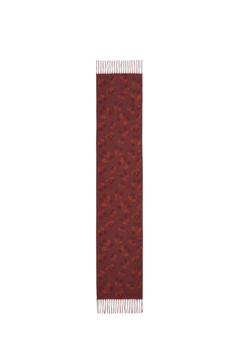Blackberry Long Jacquard Scarf, Alternate, color, Burgundy