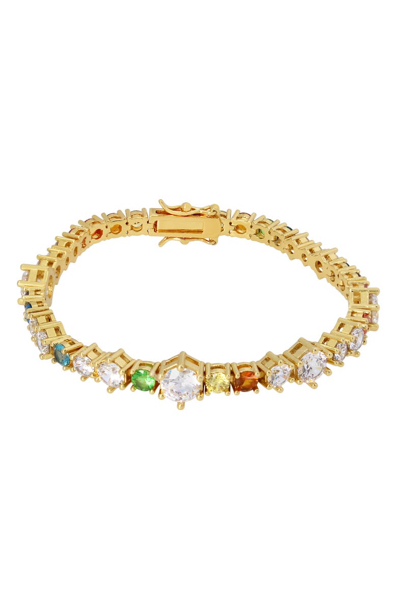 Kurt Geiger London Geometric Cubic Zirconia Tennis Bracelet, Main, color, 