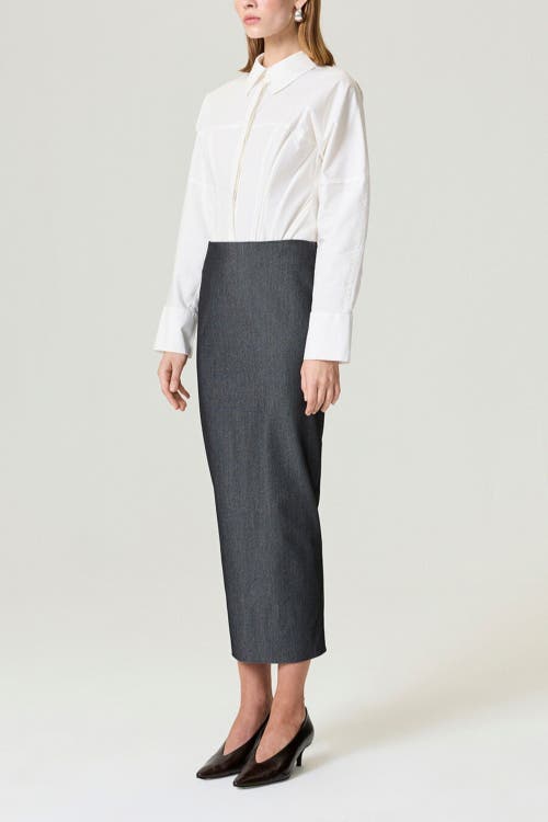 Nocturne Back Slit Tailored Maxi Skirt In Black