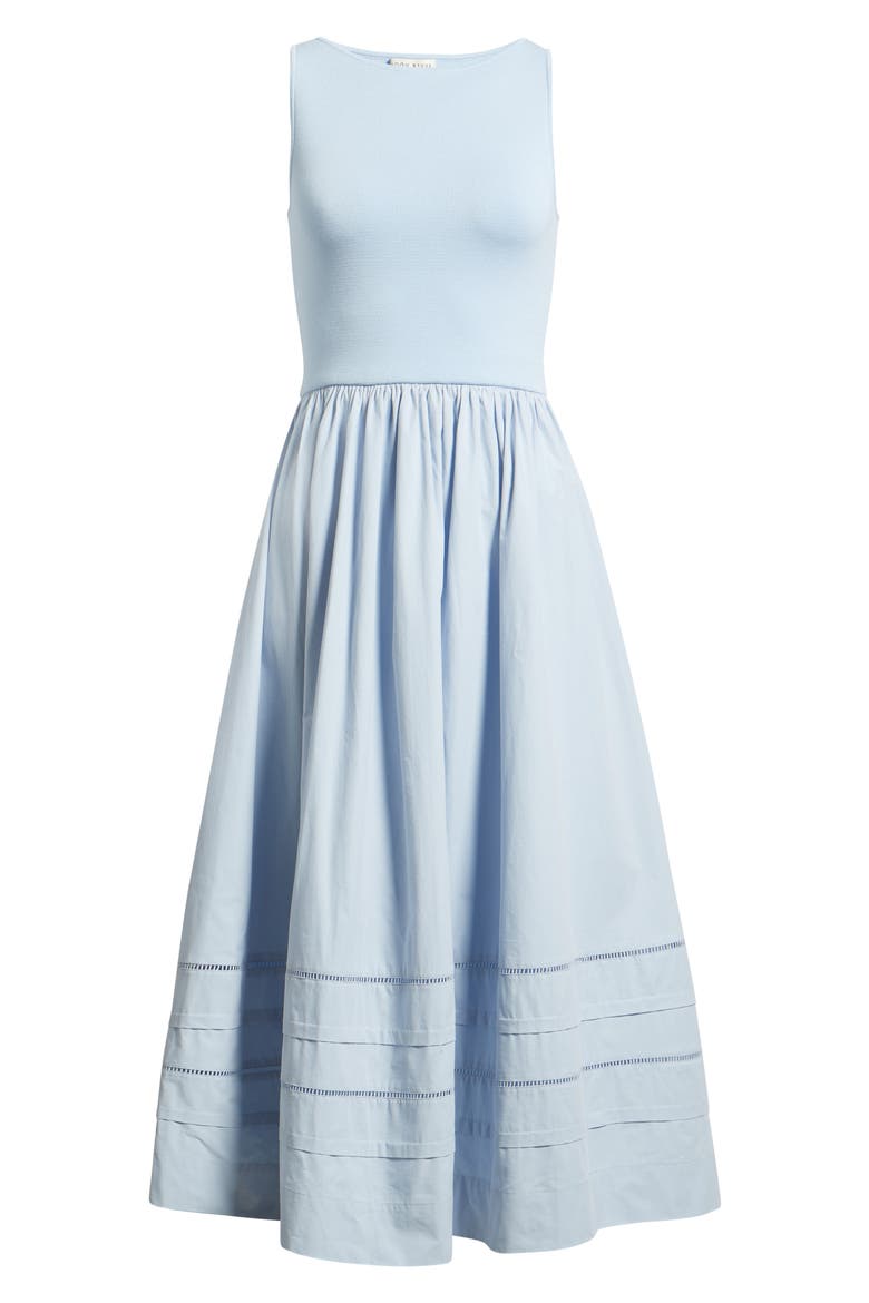 Sleeveless Mixed Media Midi Dress, Alternate, color, LIGHT BLUE