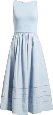 MOON RIVER Sleeveless Mixed Media Midi Dress