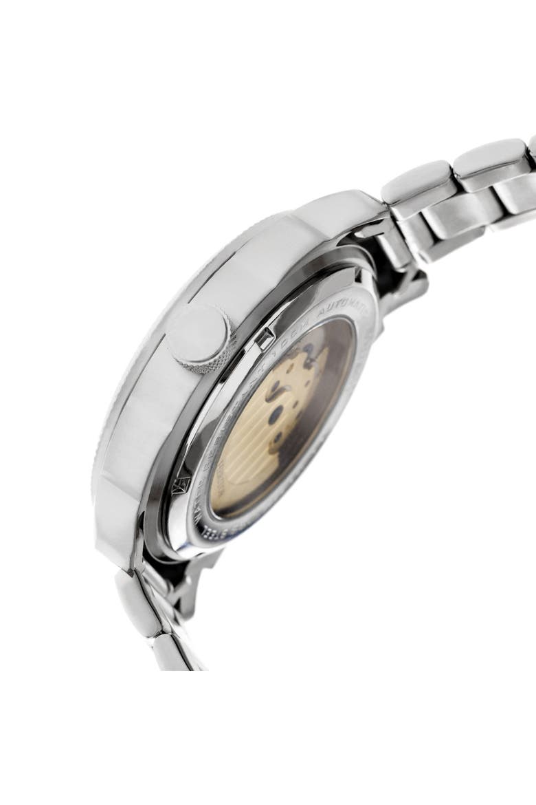 Helmsley Semi-Skeleton Leather-Band Watch, Alternate, color, Silver/White