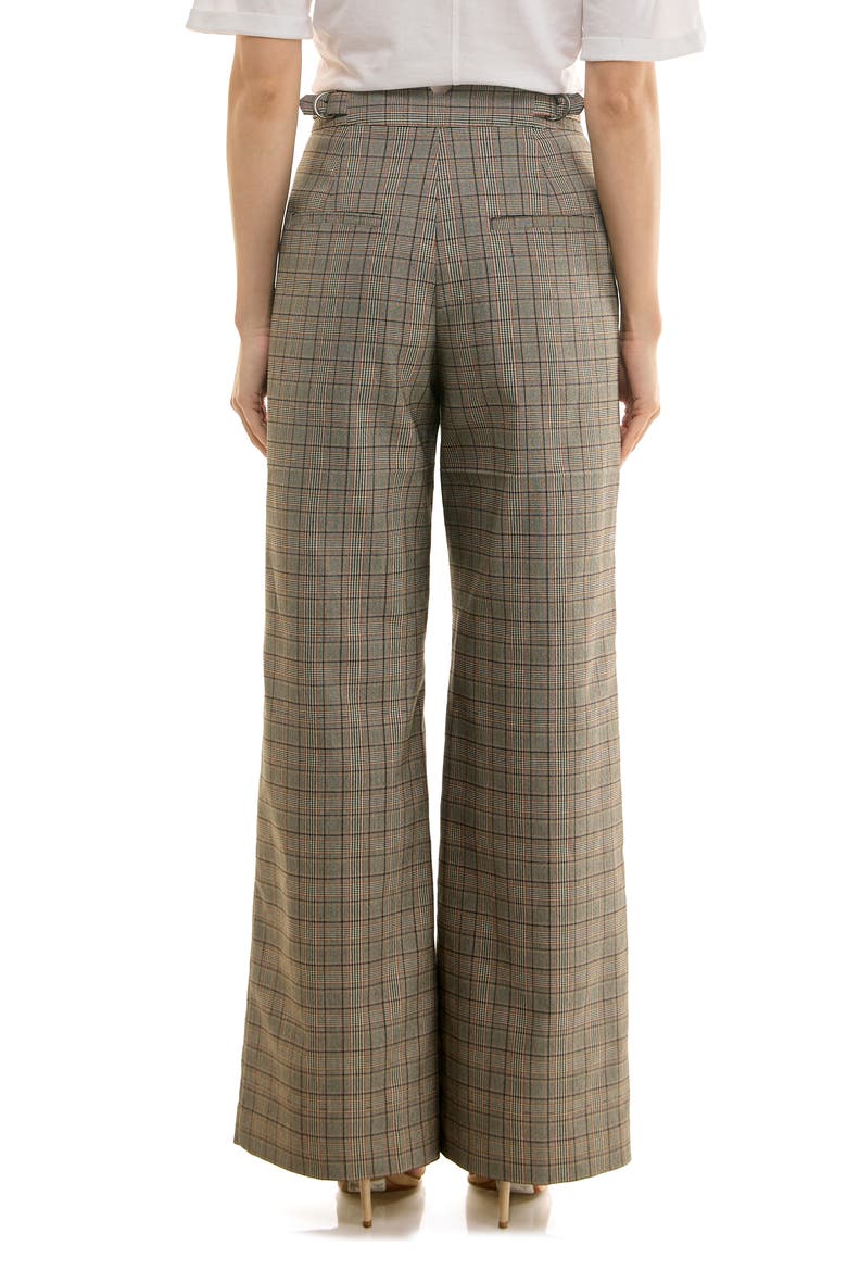 Plaid Pleated Front Wide Leg Pants, Alternate, color, BROWN/ RED PLAID