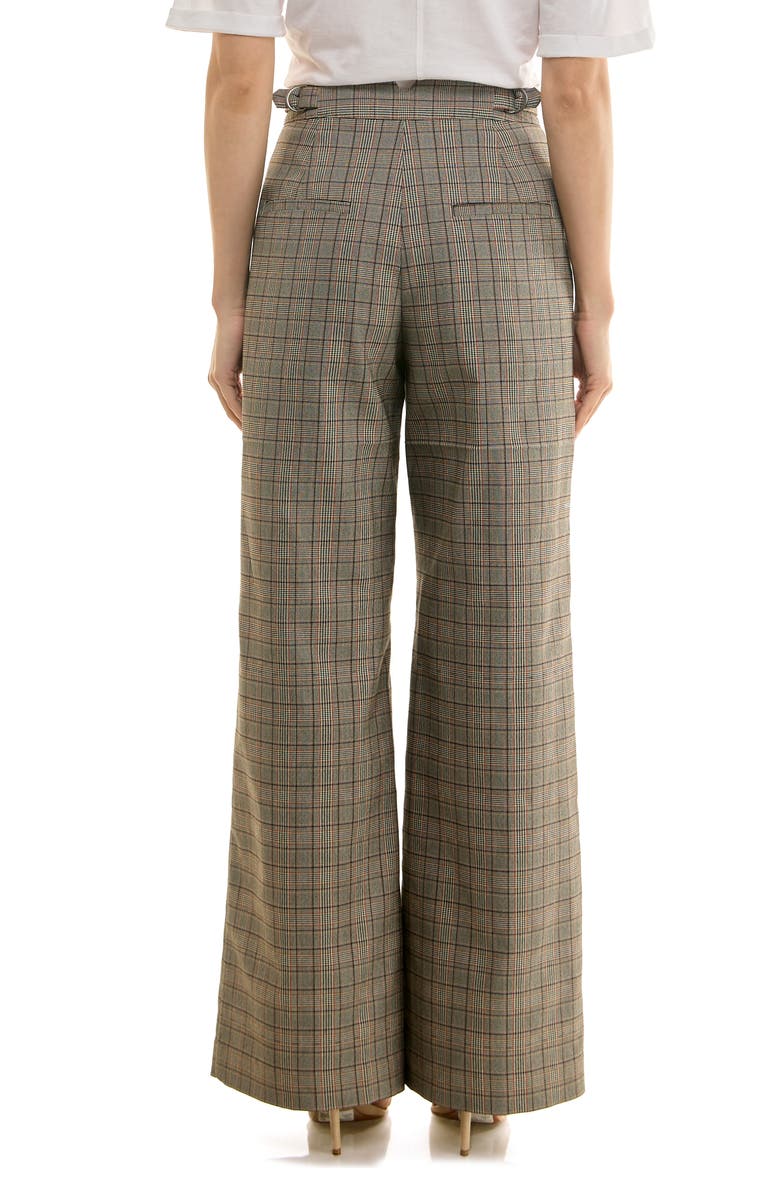 Socialite Plaid Pleated Front Wide Leg Pants, Alternate, color, Brown/ Red Plaid