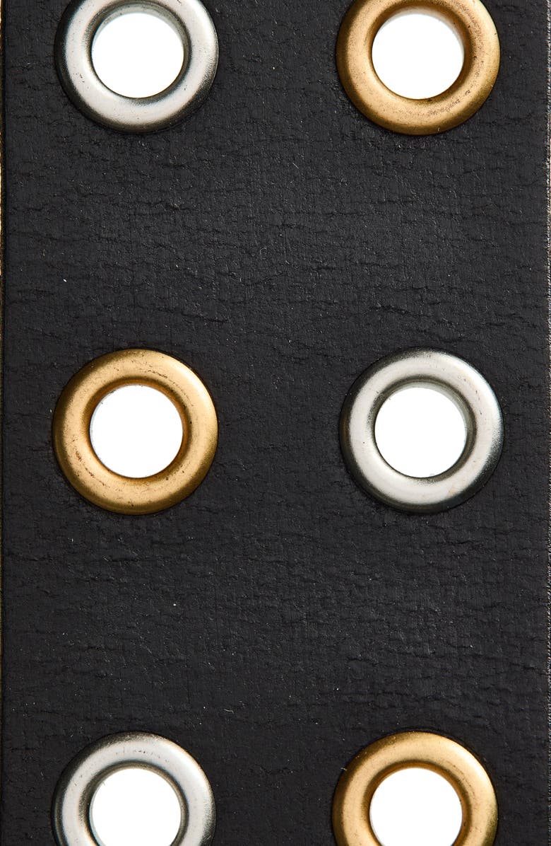 AllSaints Double Prong Belt, Alternate, color, Black/Warm Brass/Antiq Nickel