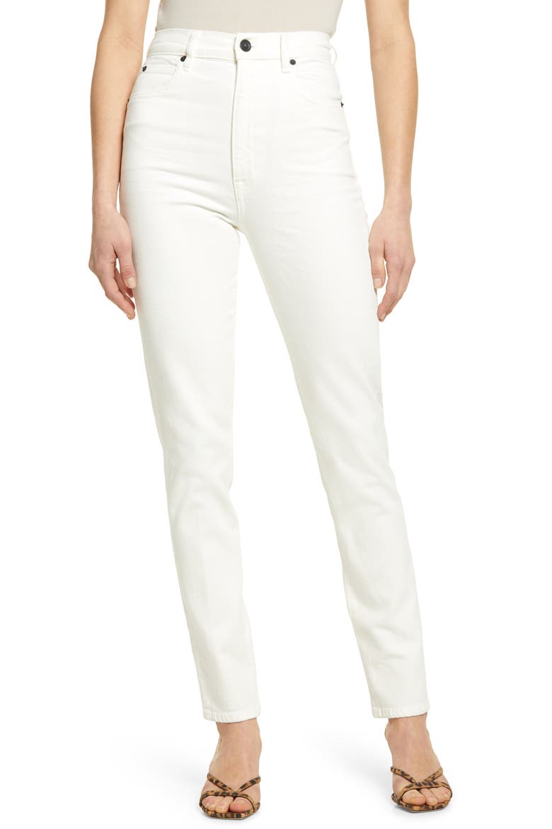 Beatnik High Waist Ankle Slim Jeans, Main, color, WHITE
