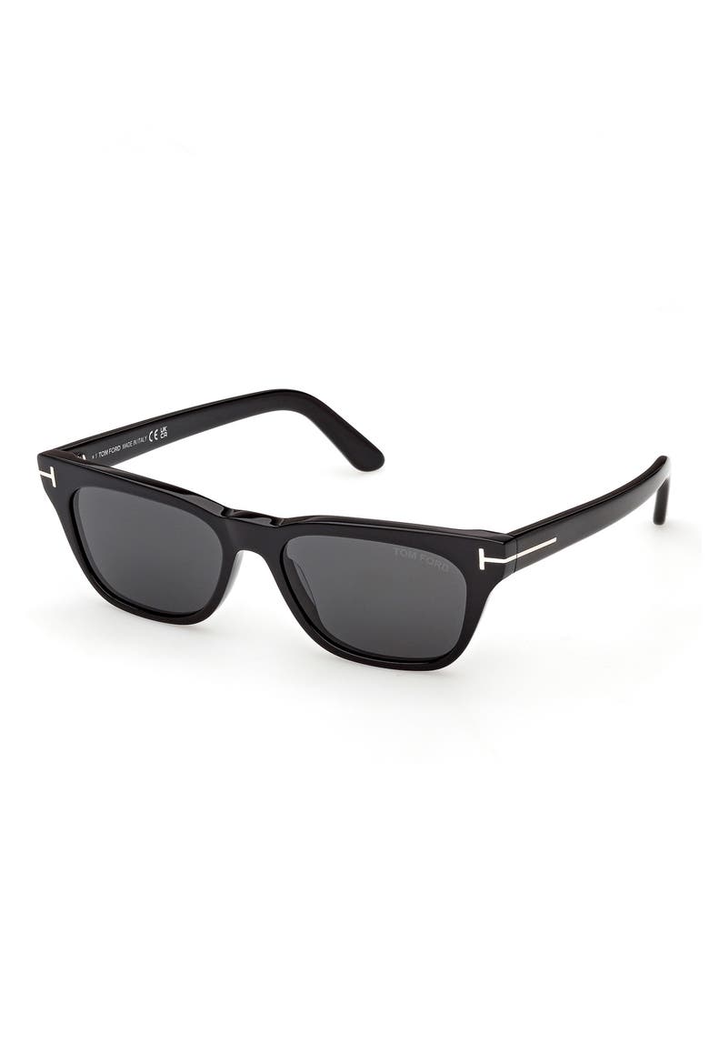 Penn 53mm Rectangular Sunglasses, Alternate, color, SHINY BLACK / BLUE LENS