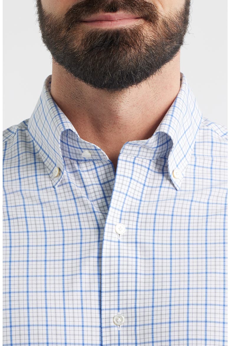 Canal Tailored Fit Check Performance Poplin Button-Down Shirt, Alternate, color, DUSK BLUE