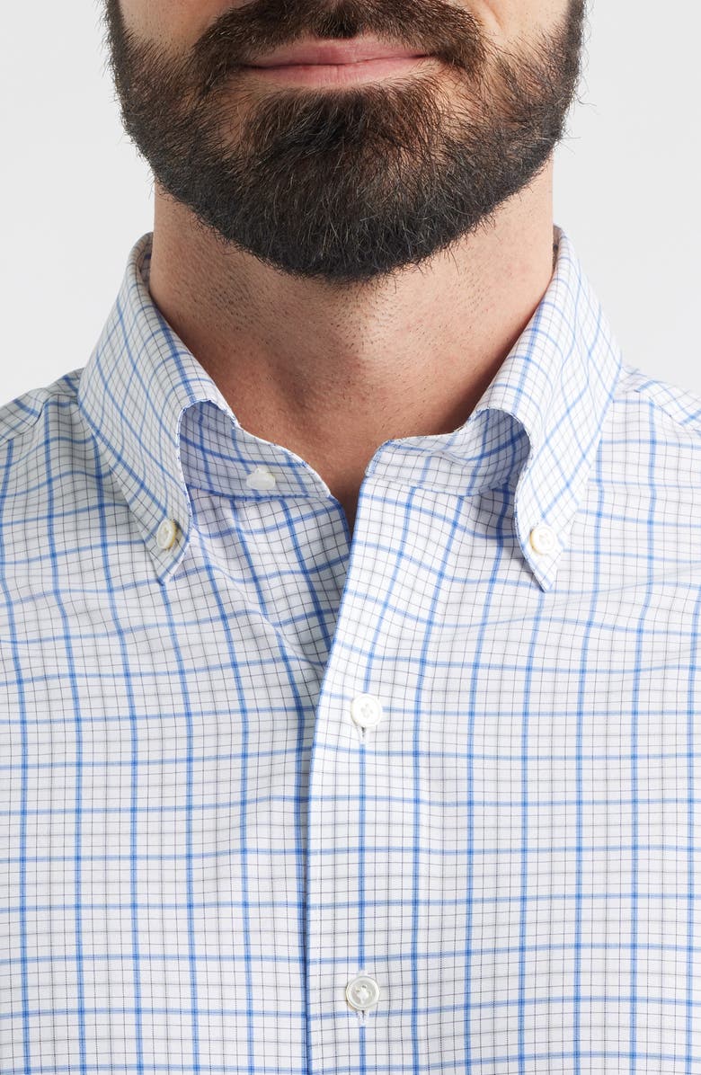 Peter Millar Canal Tailored Fit Check Performance Poplin Button-Down Shirt, Alternate, color, Dusk Blue