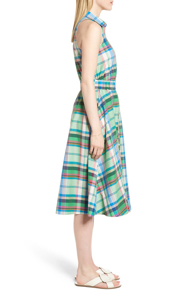 Sleeveless Shirtdress, Alternate, color, GREEN MULTI PLAID