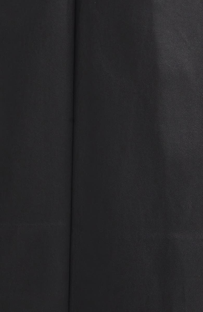 Rabanne Drappé Pression Asymmetric Lambskin Leather Midi Dress, Alternate, color, Black