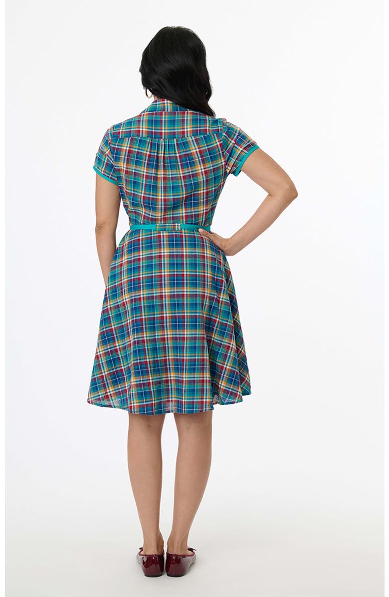 Smak Parlour 1960s Fit & Flare Dress, Alternate, color, Teal/Blue Plaid
