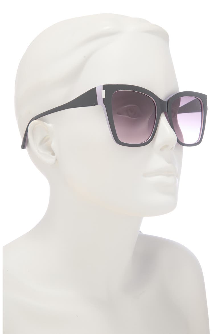 56mm Gradient Square Sunglasses, Alternate, color, BLACK ROSE
