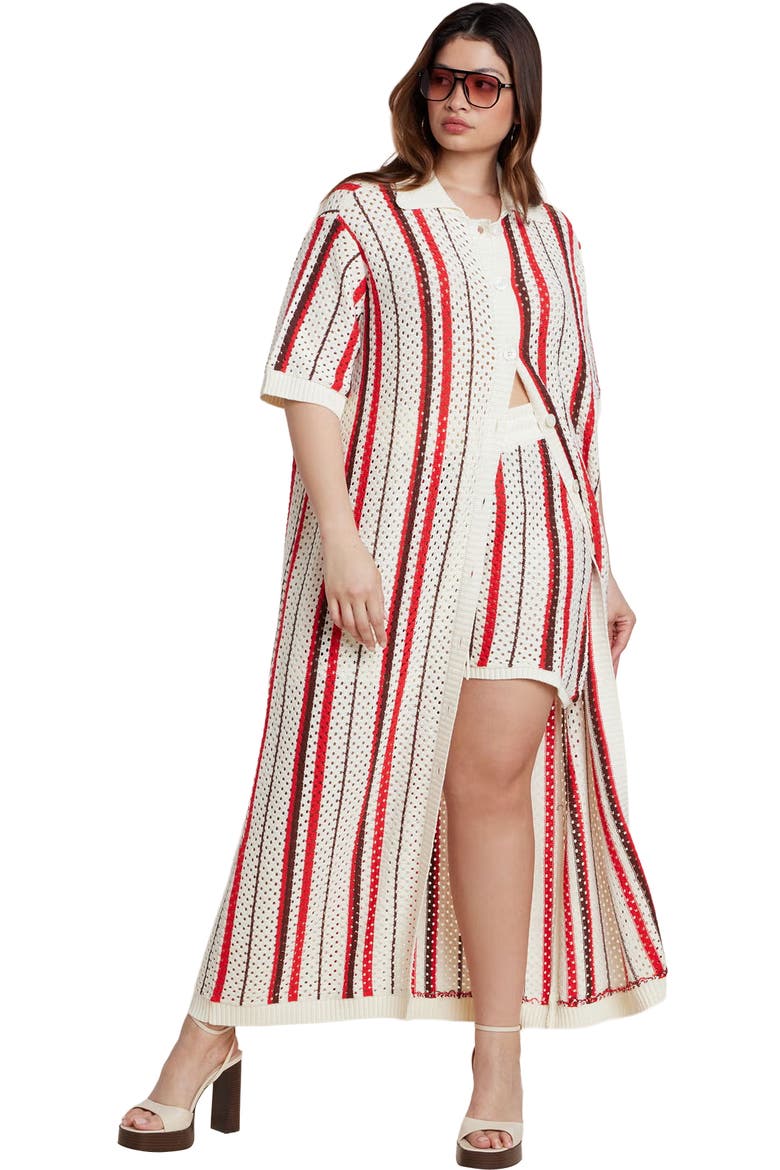 Striped Crochet Duster, Main, color, POPPY STRIPE