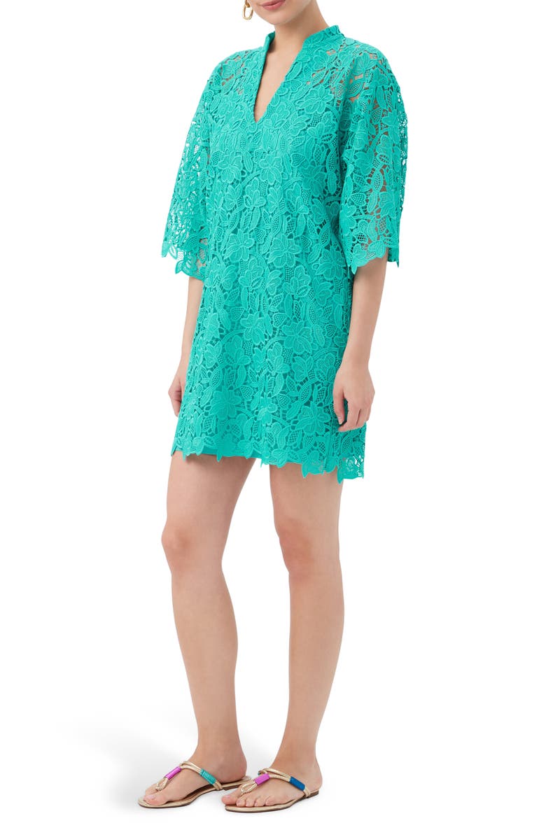 Trina Turk La Piazzeta Lace Shift Minidress, Alternate, color, Oceano