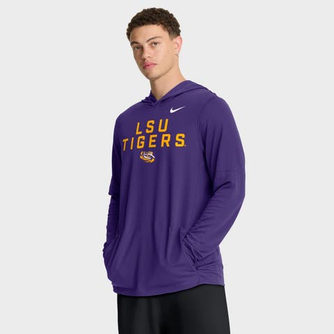 Men's Nike Purple LSU Tigers 2025 Sideline Performance Long Sleeve Hoodie T-Shirt
