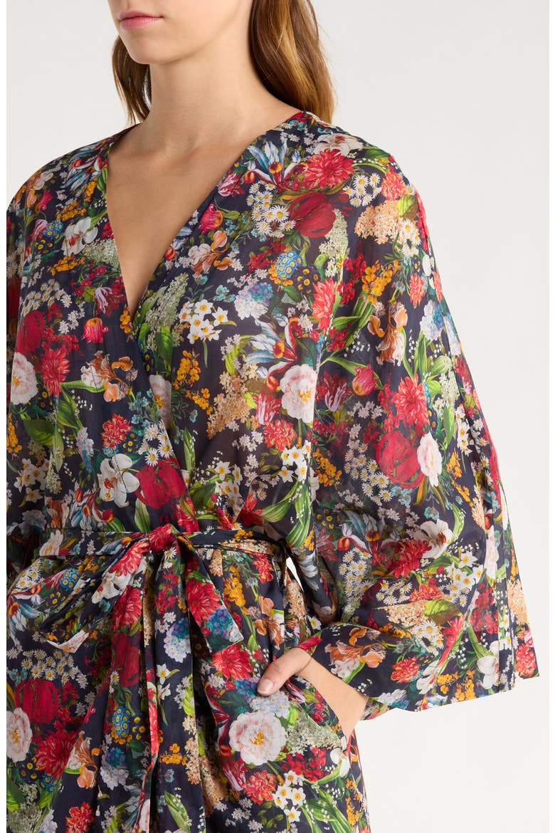 Holly Floral Cotton Voile Maxi Robe, Alternate, color, NAVY