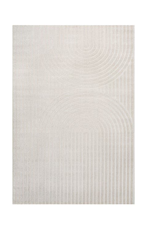 Sofia High-Low MidCentury Modern Arch Stripe Two-Tone Indoor/Outdoor Area Rug