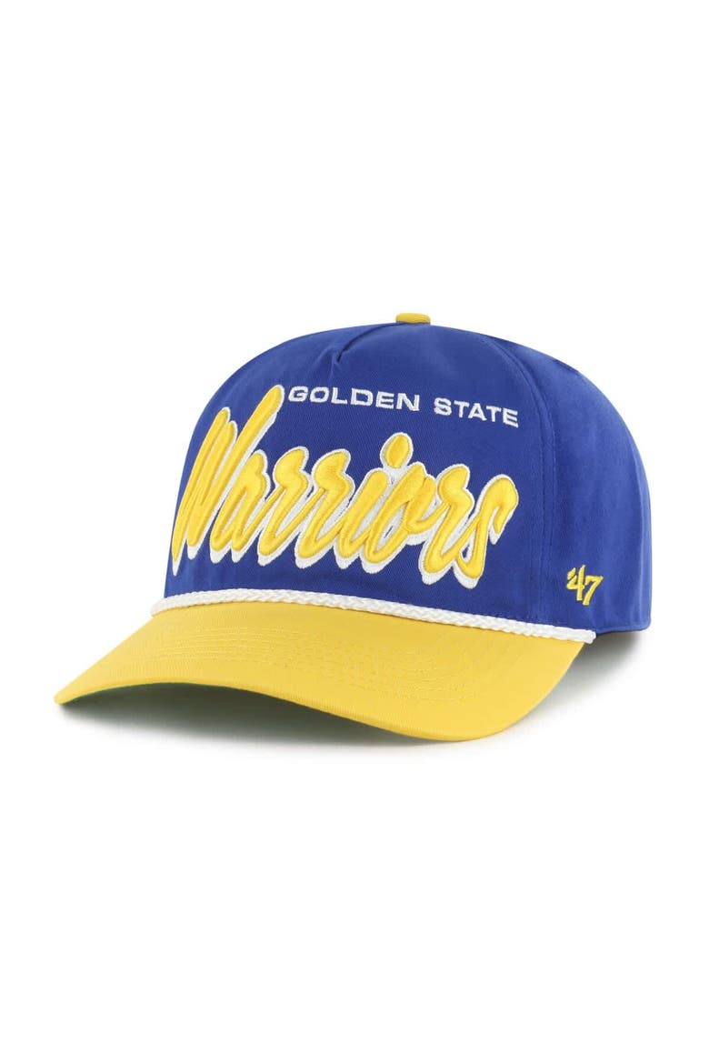 Men's '47 Royal/Gold Golden State Warriors Dropshadow Rope Hitch Adjustable Hat, Alternate, color, Royal