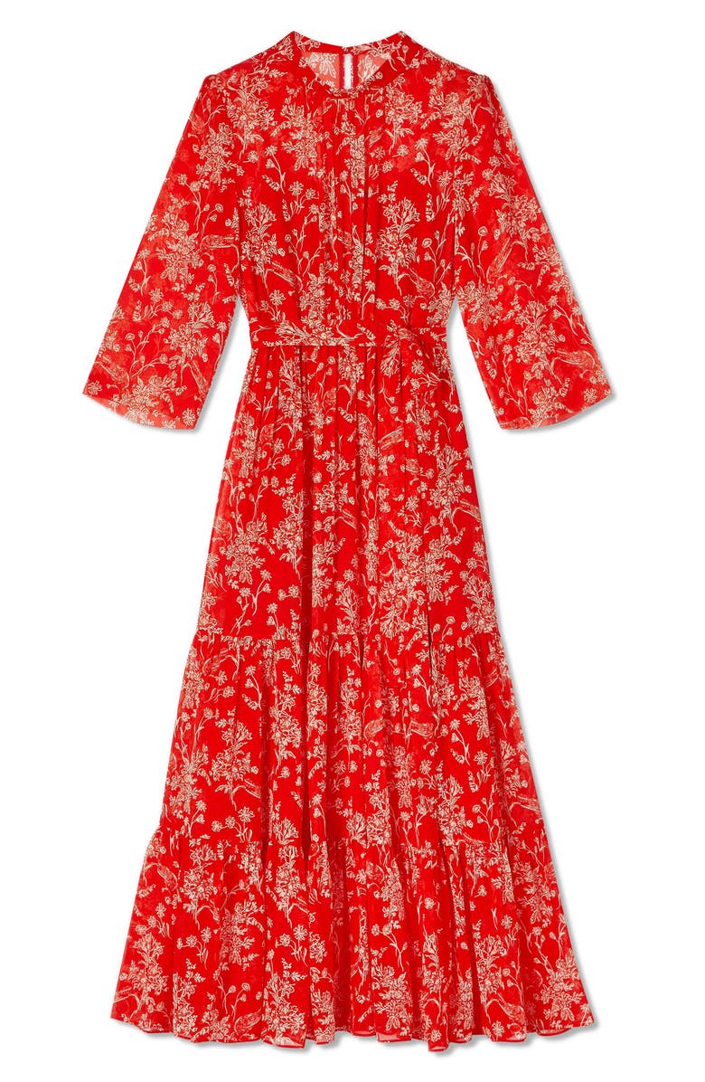 LK Bennett Olivia Floral Tiered Silk Maxi Dress, Alternate, color,