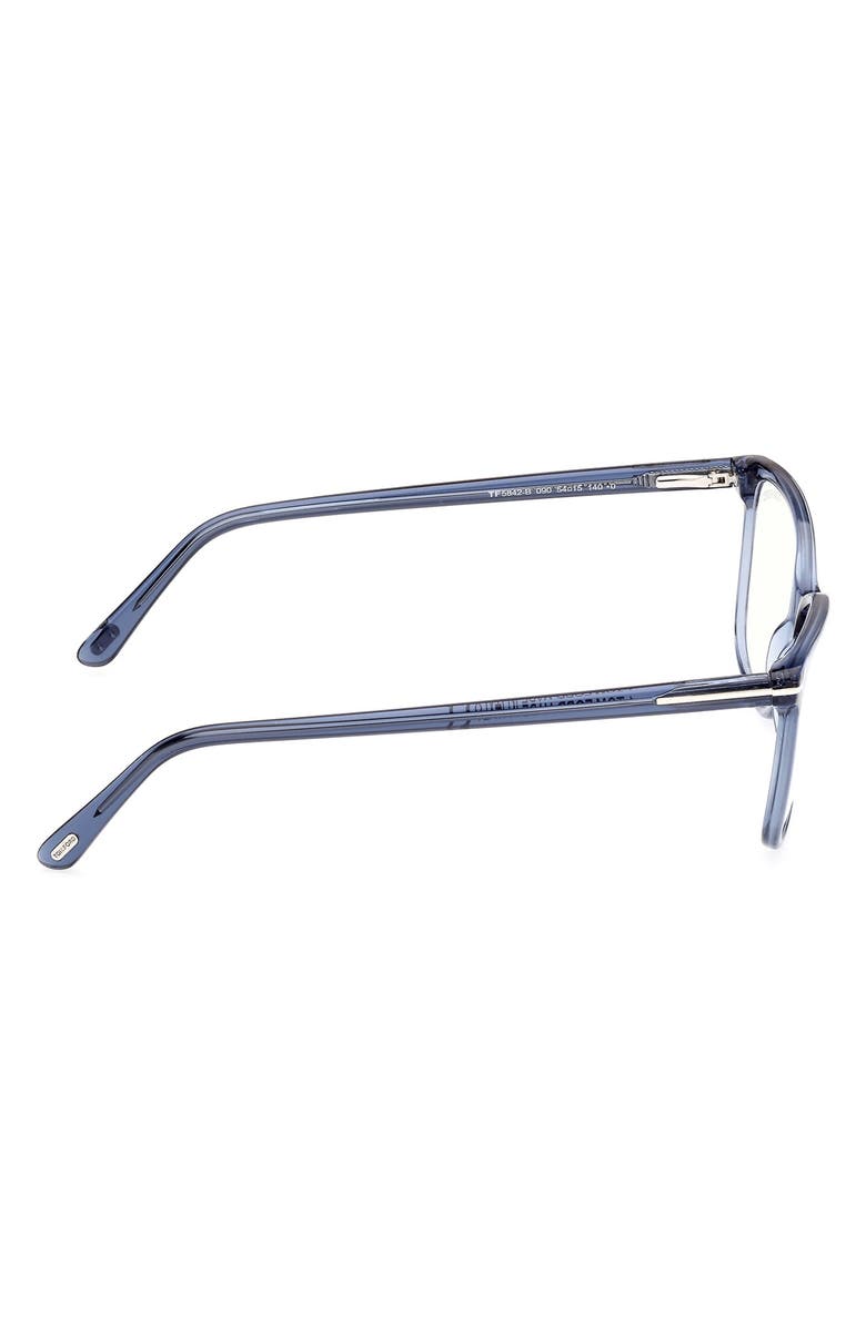 TOM FORD 56mm Rectangular Blue Light Blocking Glasses, Alternate, color, Shiny Blue