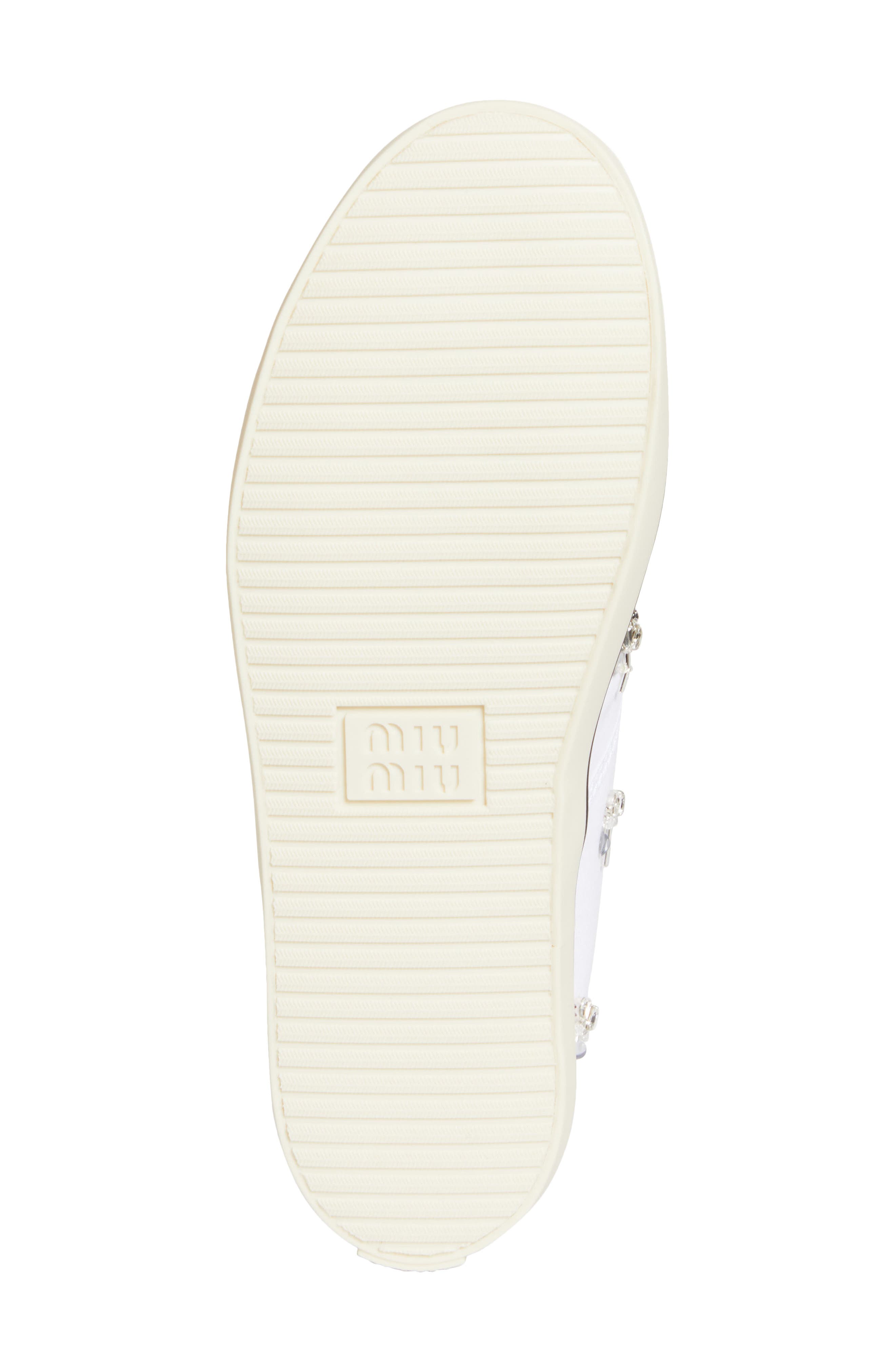 Miu Miu Crystal Embellished Low Top Canvas Sneaker, Alternate, color, White