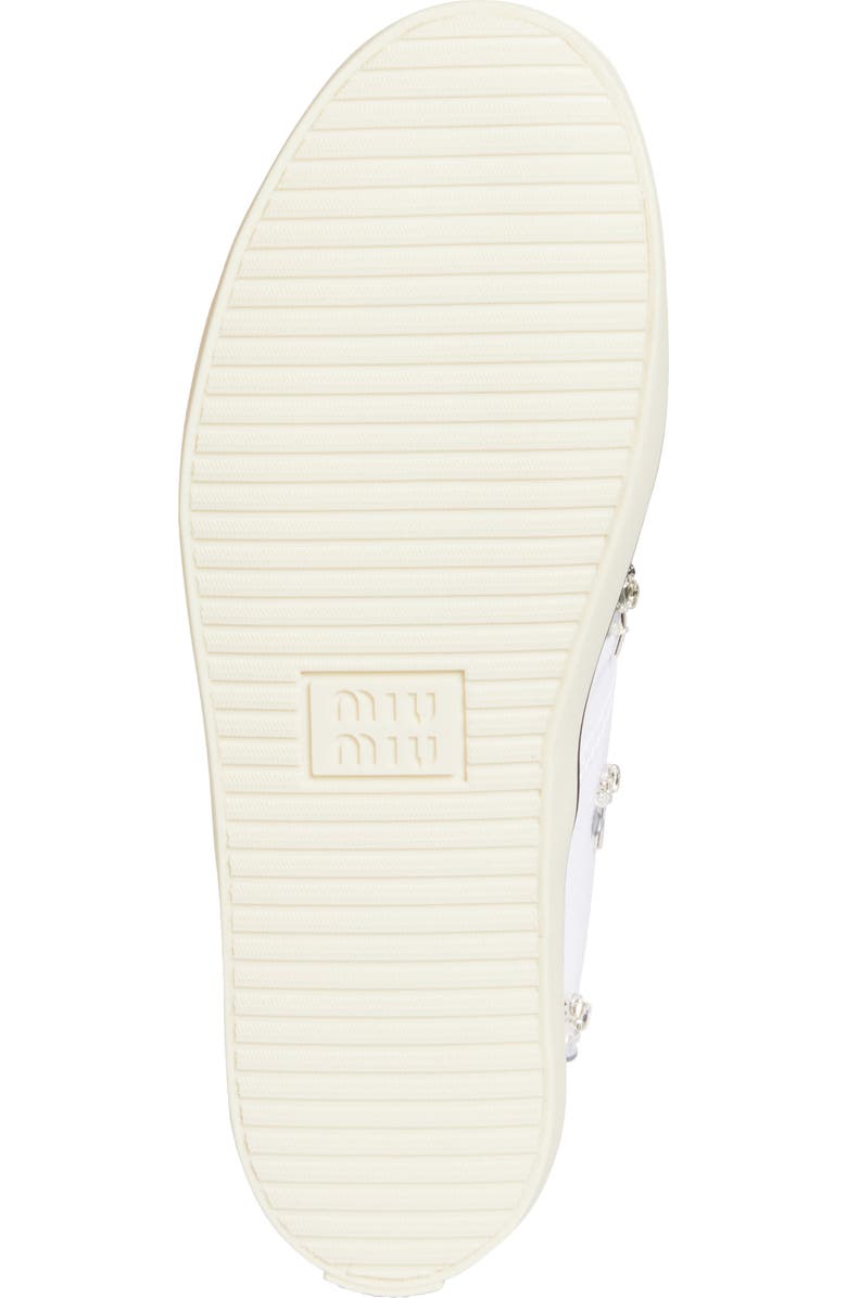 Miu Miu Crystal Embellished Low Top Canvas Sneaker, Alternate, color, White