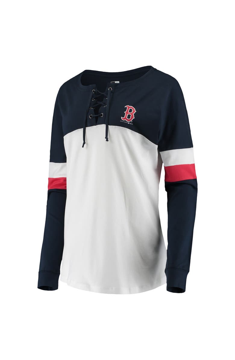 New Era Women's New Era White/Navy Boston Red Sox Lace-Up Long Sleeve T-Shirt, Alternate, color,