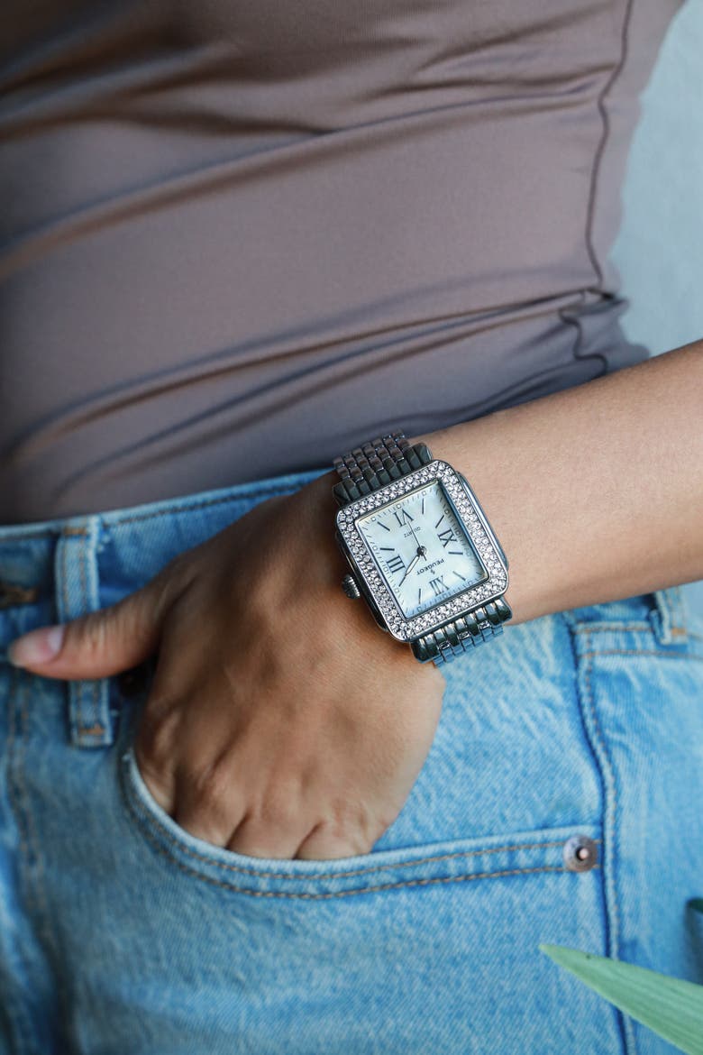 Panther Square Tank Bracelet Watch- 36x30MM, Alternate, color, Silver