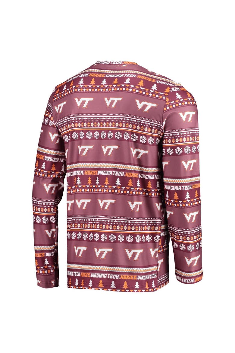 Men's Concepts Sport Maroon Virginia Tech Hokies Ugly Sweater Long Sleeve T-Shirt and Pants Sleep Set, Alternate, color, Maroon