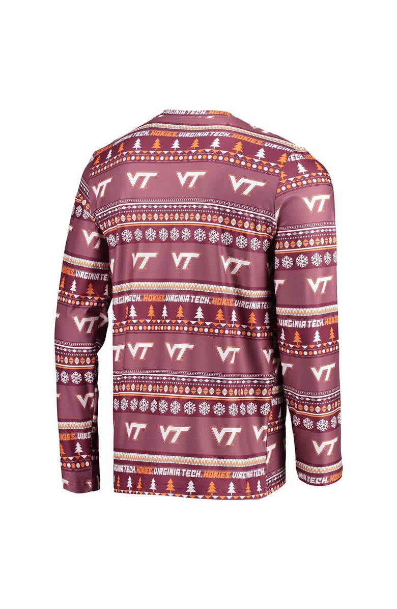 CONCEPTS SPORT Men's Concepts Sport Maroon Virginia Tech Hokies Ugly Sweater Long Sleeve T-Shirt and Pants Sleep Set, Alternate, color, Maroon