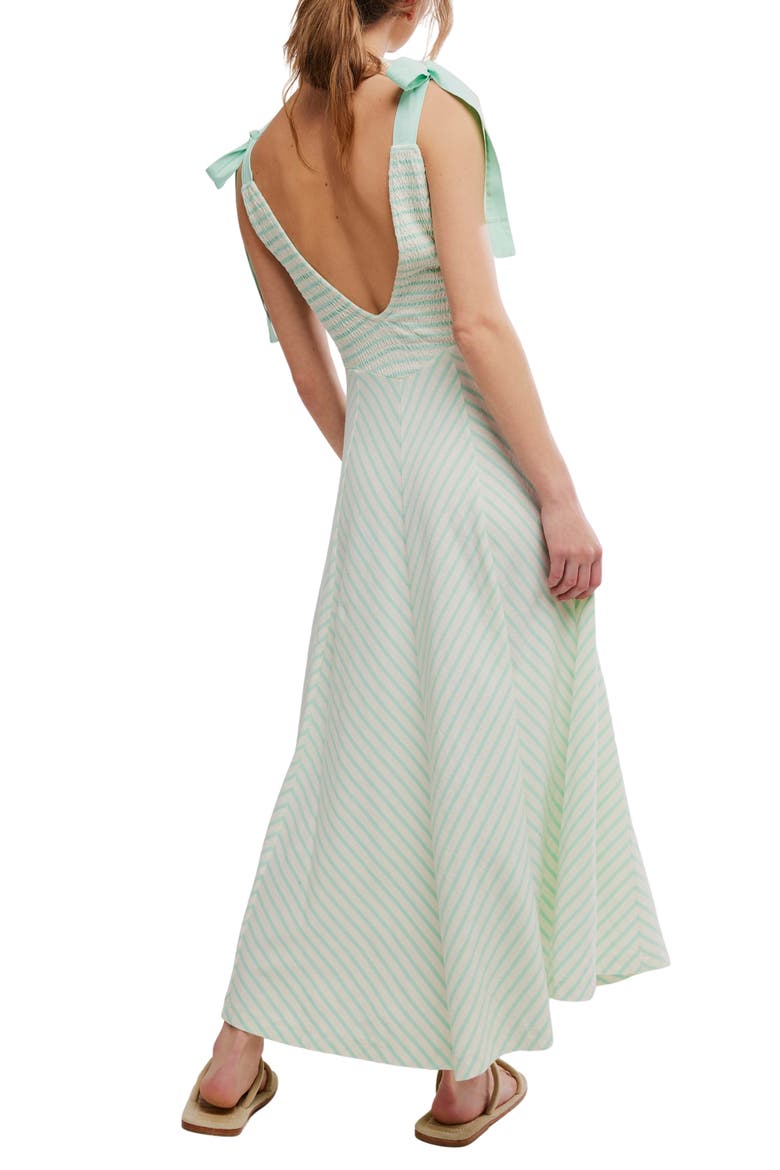 Cecelia Stripe Tie Shoulder Midi Dress, Alternate, color, BAY COMBO