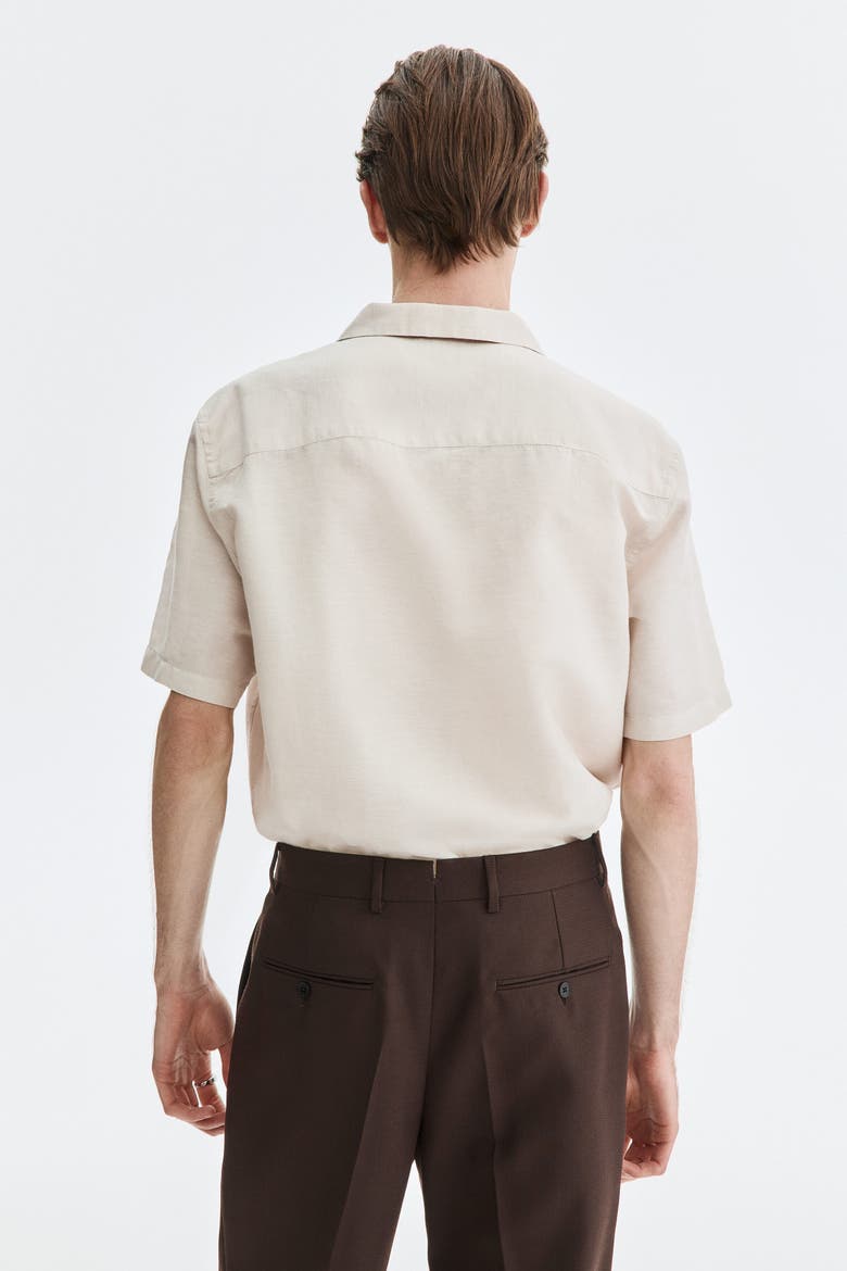 Relaxed-Fit Linen-Blend Resort Shirt, Alternate, color, Light beige