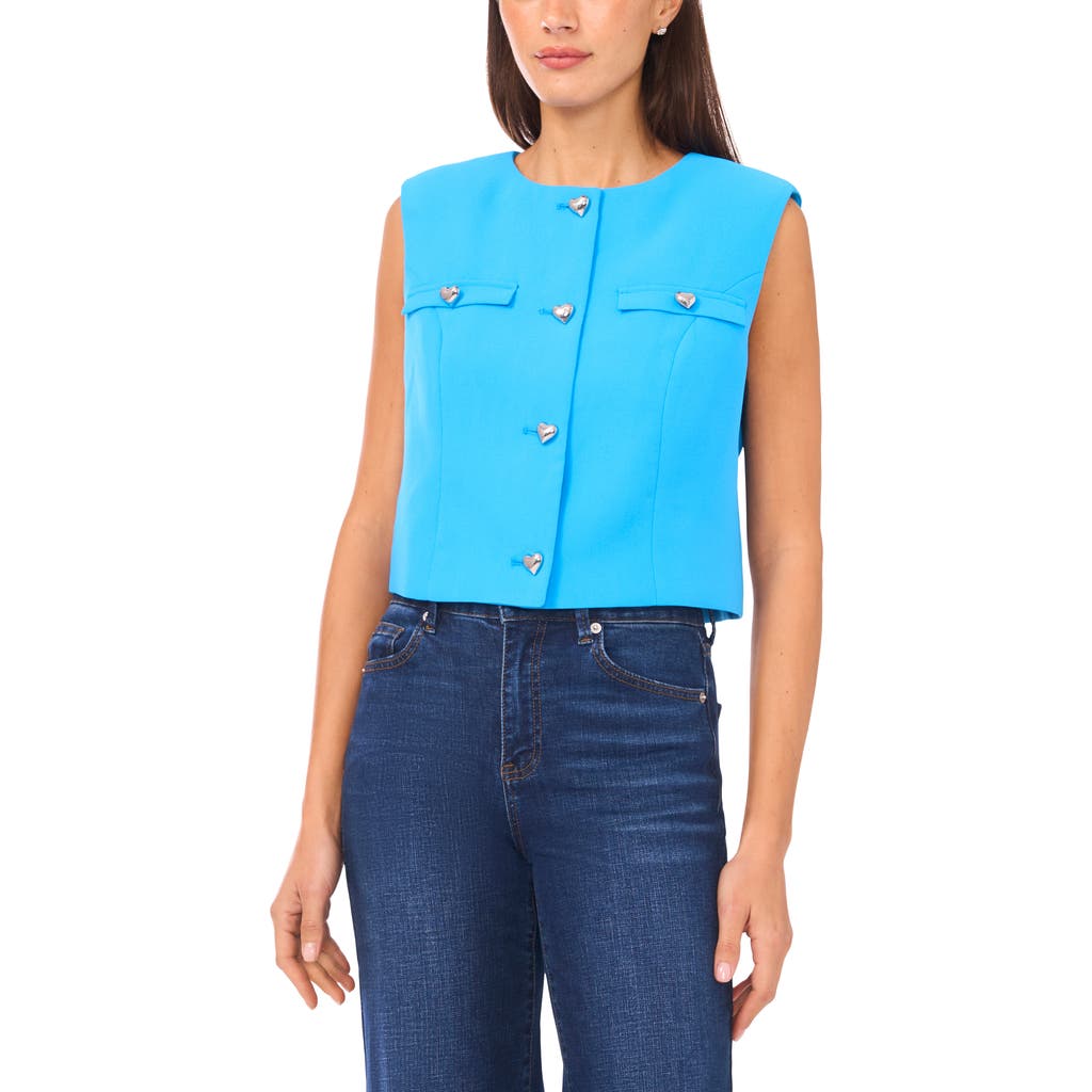 Cece Crop Boxy Vest In Blue