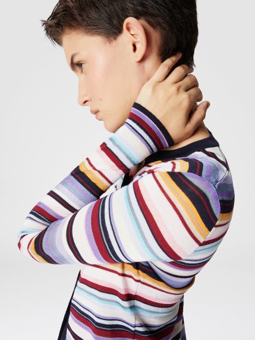 Missoni Striped Wool Blend Knit Cardigan In Multicoloured