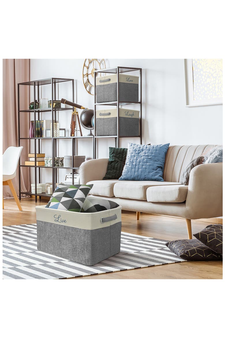 Cream Twill Storage Basket - Set of 3, Alternate, color, CREAM GREY